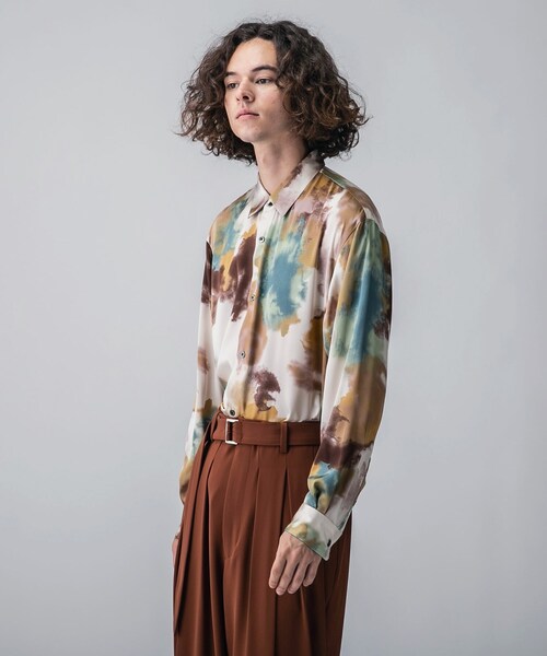 tk.TAKEO KIKUCHI（ティーケータケオキクチ）の「◆フェードプリントシャツ（シャツ/ブラウス・メンズ・ダークグリーン系/ピンク系5/パープル系5・02/03）」の4枚目の写真