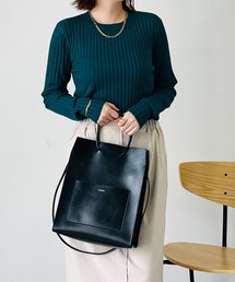 un dix cors | 細見え叶える　ワイドリブクルーネックプルオーバー(ニット/セーター)