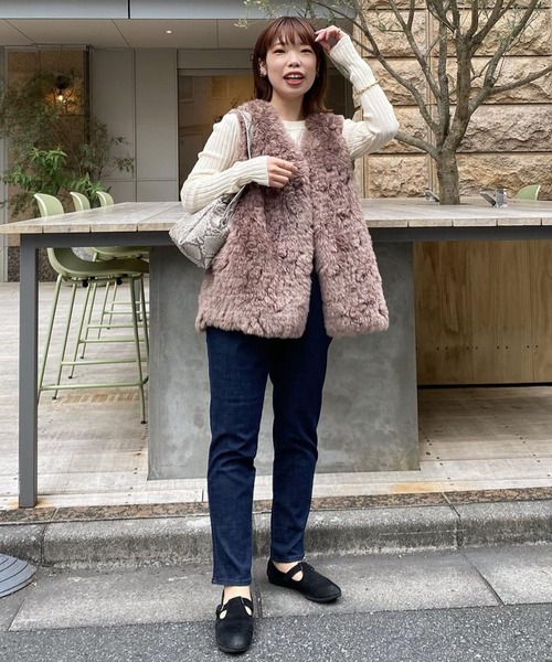 un dix cors(アンディコール)の「細見え叶える ワイドリブクルーネックプルオーバー(ニット/セーター・レディース・オフホワイト/ブラック/グリーン・FREE)」の4枚目の写真