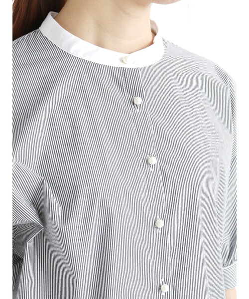 Te chichi（テチチ）の「パール釦バンドカラーシャツ（シャツ/ブラウス・レディース・ネイビー/チャコール/ブラック・ﾌﾘ-）」の8枚目の写真