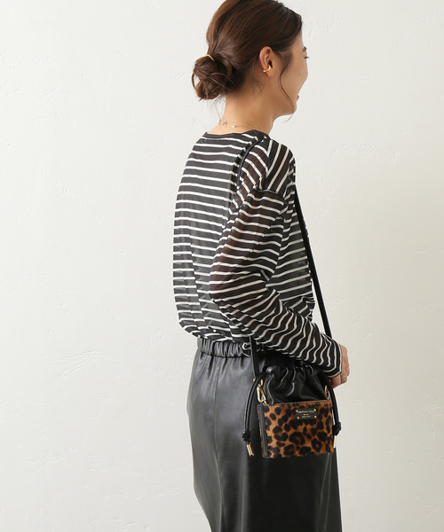 JOURNAL STANDARD relume(ジャーナルスタンダード レリューム)の「シアーボーダークルーネックTEE(Tシャツ/カットソー・レディース・ブラック/ベージュ/カーキ・FREE)」の9枚目の写真