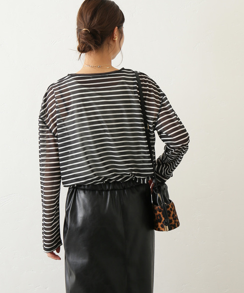 JOURNAL STANDARD relume(ジャーナルスタンダード レリューム)の「シアーボーダークルーネックTEE(Tシャツ/カットソー・レディース・ブラック/ベージュ/カーキ・FREE)」の10枚目の写真