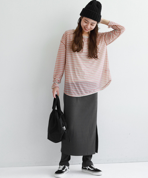 JOURNAL STANDARD relume(ジャーナルスタンダード レリューム)の「シアーボーダークルーネックTEE(Tシャツ/カットソー・レディース・ブラック/ベージュ/カーキ・FREE)」の11枚目の写真