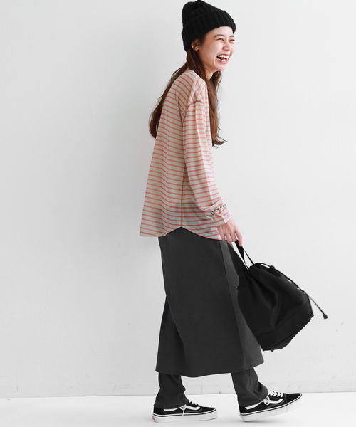 JOURNAL STANDARD relume(ジャーナルスタンダード レリューム)の「シアーボーダークルーネックTEE(Tシャツ/カットソー・レディース・ブラック/ベージュ/カーキ・FREE)」の13枚目の写真