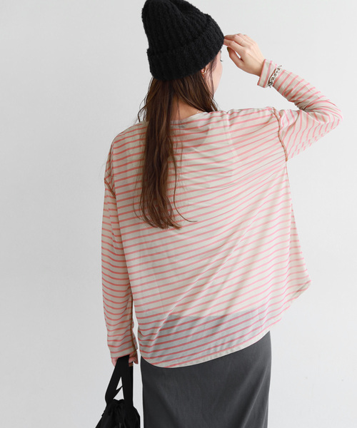 JOURNAL STANDARD relume(ジャーナルスタンダード レリューム)の「シアーボーダークルーネックTEE(Tシャツ/カットソー・レディース・ブラック/ベージュ/カーキ・FREE)」の15枚目の写真