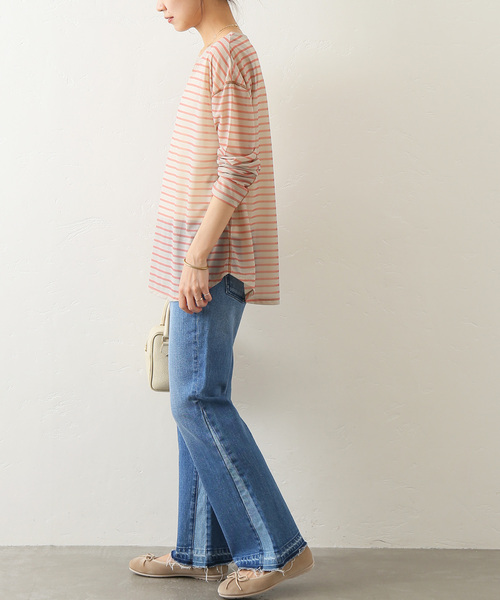 JOURNAL STANDARD relume(ジャーナルスタンダード レリューム)の「シアーボーダークルーネックTEE(Tシャツ/カットソー・レディース・ブラック/ベージュ/カーキ・FREE)」の17枚目の写真