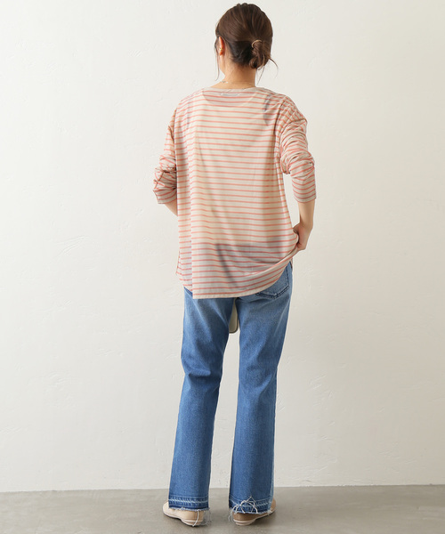 JOURNAL STANDARD relume(ジャーナルスタンダード レリューム)の「シアーボーダークルーネックTEE(Tシャツ/カットソー・レディース・ブラック/ベージュ/カーキ・FREE)」の18枚目の写真