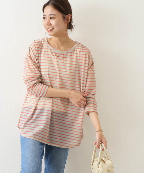 JOURNAL STANDARD relume(ジャーナルスタンダード レリューム)の「シアーボーダークルーネックTEE(Tシャツ/カットソー・レディース・ブラック/ベージュ/カーキ・FREE)」の20枚目の写真