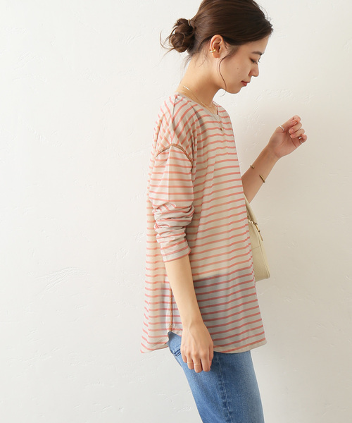JOURNAL STANDARD relume(ジャーナルスタンダード レリューム)の「シアーボーダークルーネックTEE(Tシャツ/カットソー・レディース・ブラック/ベージュ/カーキ・FREE)」の22枚目の写真