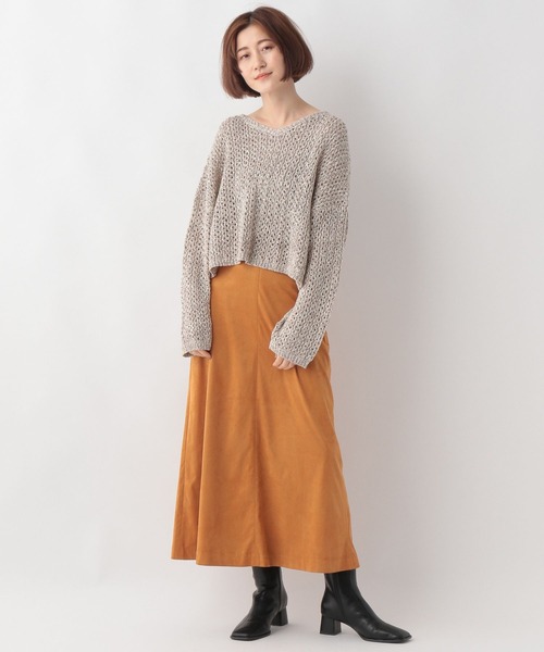 A part by（アパートバイ）の「フェイクスウェードスカート　345102（スカート・レディース・ブラウン/ベージュ/オレンジ・MEDIUM/LARGE）」の4枚目の写真