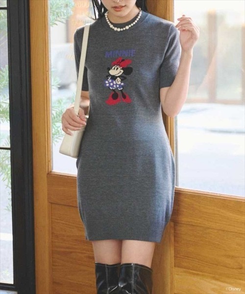 REDYAZEL（レディアゼル）の「ミニーマウス/ニットワンピース（ワンピース・レディース・チャコールグレー/ライトグレー/ライトベージュ・FREE）」の5枚目の写真