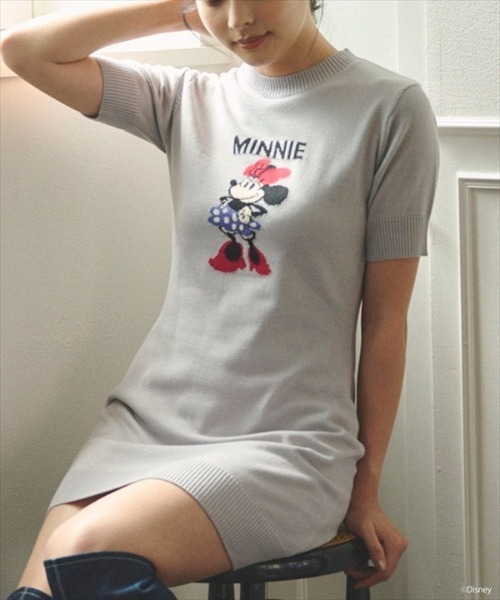 REDYAZEL（レディアゼル）の「ミニーマウス/ニットワンピース（ワンピース・レディース・チャコールグレー/ライトグレー/ライトベージュ・FREE）」の9枚目の写真