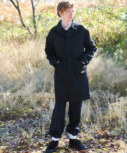 EMMA CLOTHES ステンカラーコート ブラック EMMA CLOTHES ステンカラーコート コート オーバーサイズ