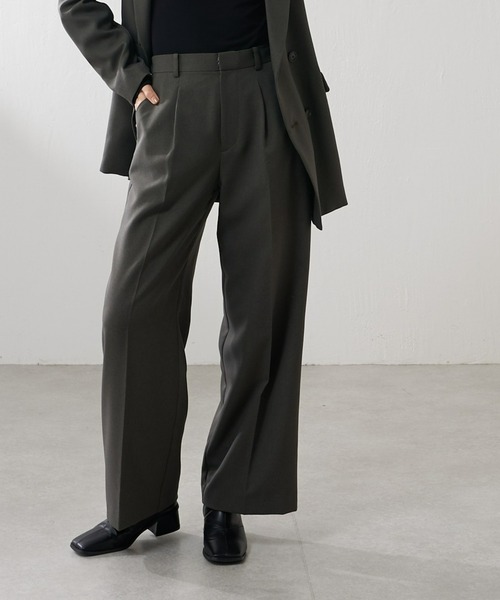 Lui's(ルイス)の「【カタログ掲載アイテム】ツイルワイドパンツ(セットアップ対応)(その他パンツ・レディース・カーキ/ブラック・38/36)」の2枚目の写真