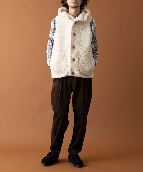 GEVACO（ゲバコ）の「【GEVACO/ゲバコ】ボアフリースフードベスト（ダウンベスト・メンズ・アイボリー/ベージュ/ネイビー・MEDIUM/LARGE）」の13枚目の写真