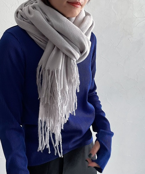 PAGEBOY（ページボーイ）の「無地ストール（ストール/ショール・レディース・オフホワイト/ターコイズブルー/ブラック/グレイッシュベージュ・FREE）」の10枚目の写真