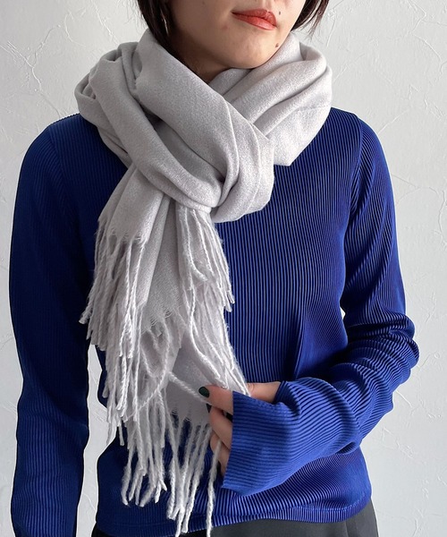 PAGEBOY（ページボーイ）の「無地ストール（ストール/ショール・レディース・オフホワイト/ターコイズブルー/ブラック/グレイッシュベージュ・FREE）」の9枚目の写真