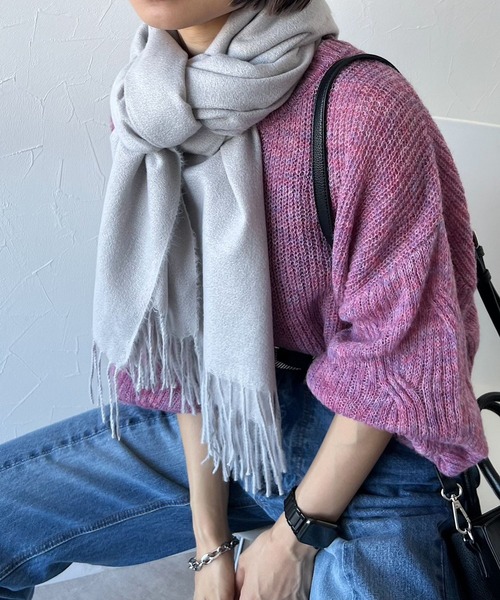 PAGEBOY（ページボーイ）の「無地ストール（ストール/ショール・レディース・オフホワイト/ターコイズブルー/ブラック/グレイッシュベージュ・FREE）」の6枚目の写真