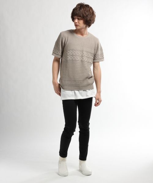 HARE(ハレ)の「ジャガードアミキリカエニットプルオーバー(HARE)(ニット/セーター・メンズ・オフホワイト/ブラック/ベージュ・SMALL/LARGE/MEDIUM)」の6枚目の写真