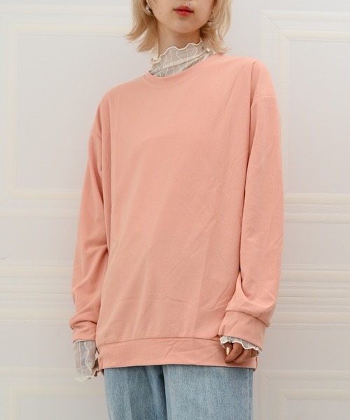 セール】無地パステルカラークルーネックプルオーバー（Tシャツ