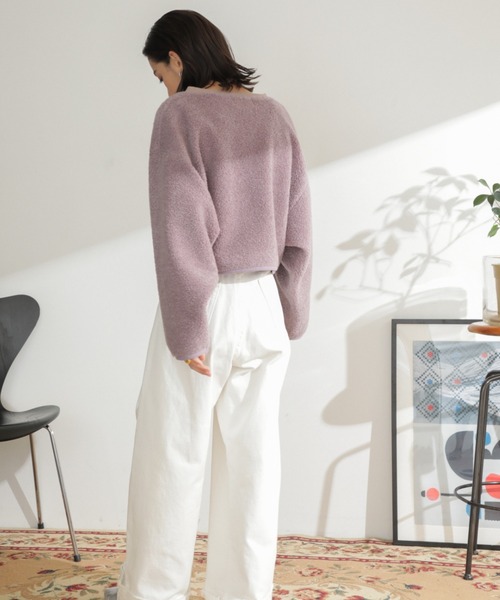 mici（ミチ）の「(mici)ウールボアプルオーバー（スウェット・レディース・パープル/ホワイト系その他・ONE SIZE）」の3枚目の写真