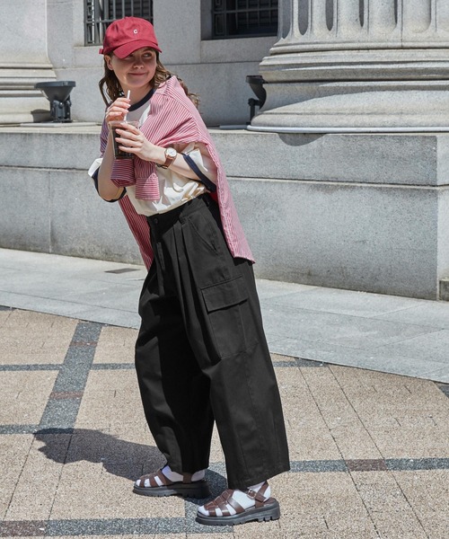 ※MomochMARK&LONA パンツ MONO-MART スラックス パンツ ワイドカーブタックスラックス