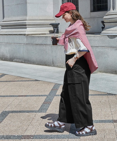 MONO-MART LADY'S(モノマートレディース)の「ハイウエストタックワイドバルーンカーゴパンツ(カーゴパンツ・レディース・ベージュ/ブラック/カーキ/アイボリー/チャコールグレー・S/M)」の9枚目の写真