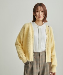 ROPE' PICNIC（ロペピクニック）の「フェザーニットVネックパールカーディガン（カーディガン/ボレロ）」