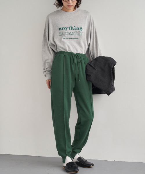 chopovalowena スウェットパンツ セール】センタータック裾スリットカットスウェットジョガー