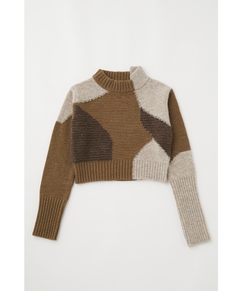 MOUSSY PATCHWORK SHORT ニット MOUSSY（マウジー）の「PATCHWORK SHORT ニット（ニット/セーター