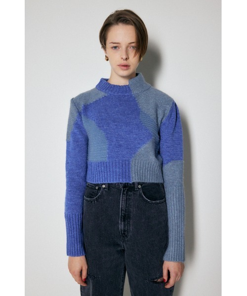 MOUSSY PATCHWORK SHORT ニット MOUSSY（マウジー）の「PATCHWORK SHORT ニット（ニット/セーター