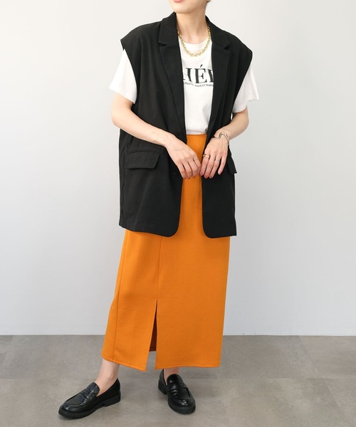 ANDJ(アンドジェイ)の「【2022/AW】起毛ツイルテーラードベスト(ベスト・レディース・ブラック/ベージュ・M)」の12枚目の写真