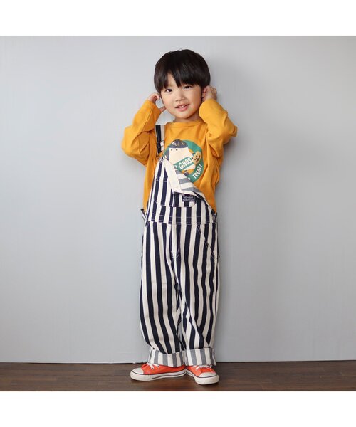 BREEZE（ブリーズ）の「スターサロペット（サロペット/オーバーオール・キッズ・ブラウン/オレンジ/ストライプ・90/100/110/120/80/130）」の7枚目の写真