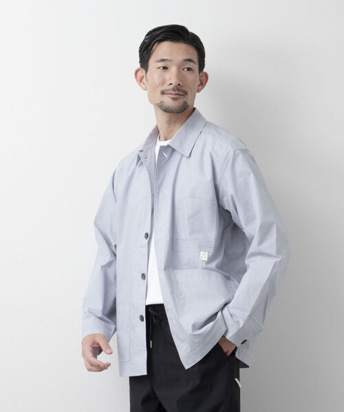 NOLLEY'S goodman（ノーリーズグッドマン）の「FUZZ JACKET　カバーオール　シャツブルゾン（ブルゾン・メンズ・ブルー/ホワイト系その他/ダークネイビー・L/M）」の4枚目の写真