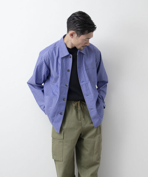 NOLLEY'S goodman（ノーリーズグッドマン）の「FUZZ JACKET　カバーオール　シャツブルゾン（ブルゾン・メンズ・ブルー/ホワイト系その他/ダークネイビー・L/M）」の8枚目の写真