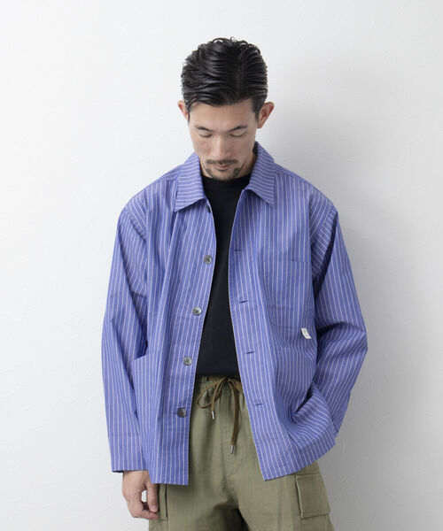 NOLLEY'S goodman（ノーリーズグッドマン）の「FUZZ JACKET　カバーオール　シャツブルゾン（ブルゾン・メンズ・ブルー/ホワイト系その他/ダークネイビー・L/M）」の22枚目の写真