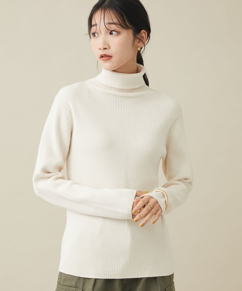 CRAFT STANDARD BOUTIQUE（クラフトスタンダードブティック）の「タートルリブニット（ニット/セーター・レディース・マスタード/アイボリー/レッド/チャコールグレー/ブラック・M/L）」の2枚目の写真