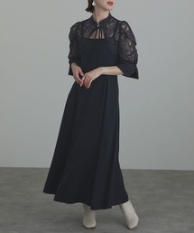 atlo（アトロ）の「セレモニーミモレ丈&袖あり結婚式 パーティードレス ボレロ フォーマル オケージョンお呼ばれ 二次会 成人式（ドレス）」