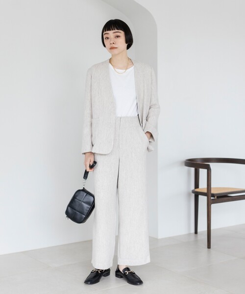 THE SHOP TK （ザ ショップ ティーケー ）の「◆【セレモニー/入卒/美脚/SETUP可】ミックスツイードワイドパンツ（その他パンツ・レディース・ネイビー系3/ベージュ系その他7・12/13/14）」の4枚目の写真