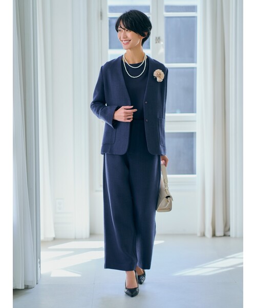 THE SHOP TK （ザ ショップ ティーケー ）の「◆【セレモニー/入卒/美脚/SETUP可】ミックスツイードワイドパンツ（その他パンツ・レディース・ネイビー系3/ベージュ系その他7・12/13/14）」の9枚目の写真