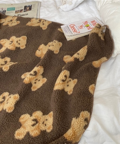 Made in I（メイドインアイ）の「テディベアボアブランケット（ブランケット・レディース・ブラウン/アイボリー/ブラック・FREE）」の21枚目の写真