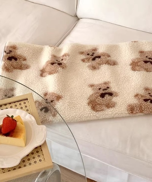 Made in I（メイドインアイ）の「テディベアボアブランケット（ブランケット・レディース・ブラウン/アイボリー/ブラック・FREE）」の12枚目の写真