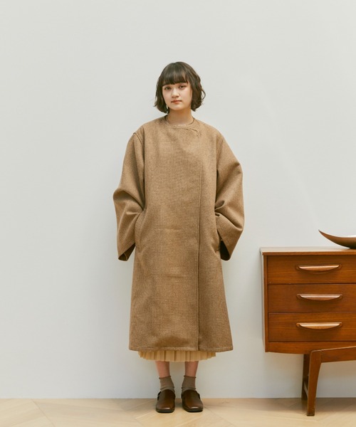 moi tytto(モイテュット)の「ワイドスリーブノーカラーコート(限定カラー:チェック)(ノーカラーコート・レディース・チェック・SMALL/MEDIUM)」の2枚目の写真