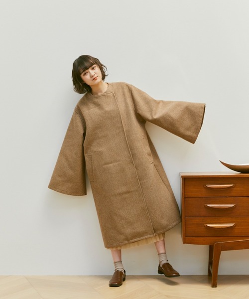 moi tytto(モイテュット)の「ワイドスリーブノーカラーコート(限定カラー:チェック)(ノーカラーコート・レディース・チェック・SMALL/MEDIUM)」の4枚目の写真