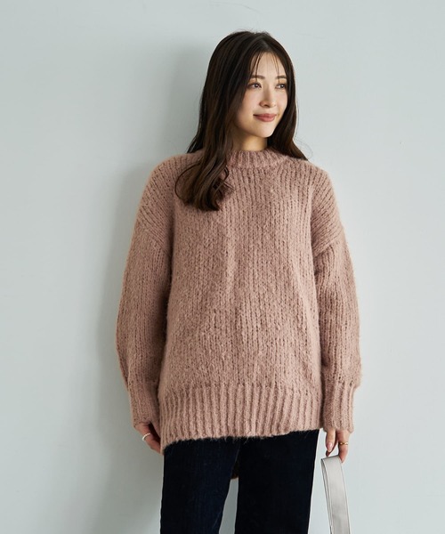 STYLE DELI(スタイルデリ)の「ルーズ編みニットビッグプルオーバー(ニット/セーター・レディース・キャメル/ブラック/ホワイト系・FREE)」の1枚目の写真