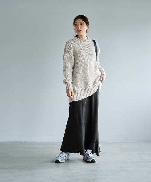 STYLE DELI(スタイルデリ)の「ルーズ編みニットビッグプルオーバー(ニット/セーター・レディース・キャメル/ブラック/ホワイト系・FREE)」の8枚目の写真
