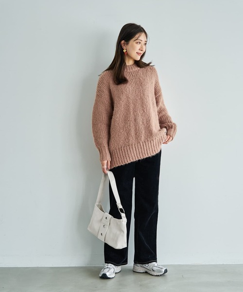 STYLE DELI(スタイルデリ)の「ルーズ編みニットビッグプルオーバー(ニット/セーター・レディース・キャメル/ブラック/ホワイト系・FREE)」の9枚目の写真