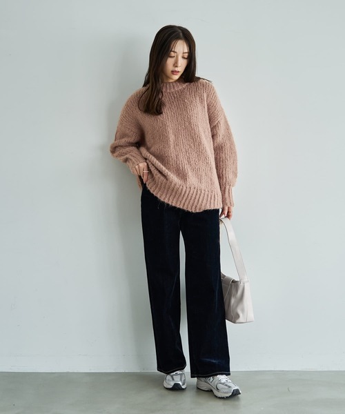STYLE DELI(スタイルデリ)の「ルーズ編みニットビッグプルオーバー(ニット/セーター・レディース・キャメル/ブラック/ホワイト系・FREE)」の12枚目の写真