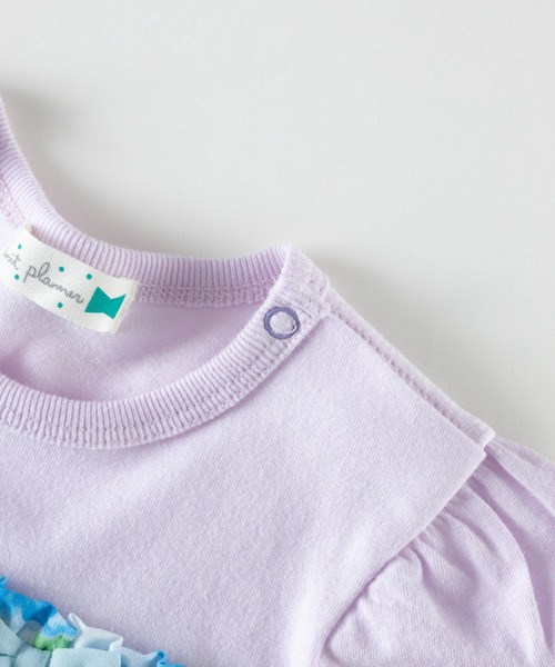 KP（ケーピー）の「水彩花柄シフォン切り替えショートオール(Free 70-80cm)（ロンパース・キッズ・ピンク/ブルー・FREE）」の5枚目の写真