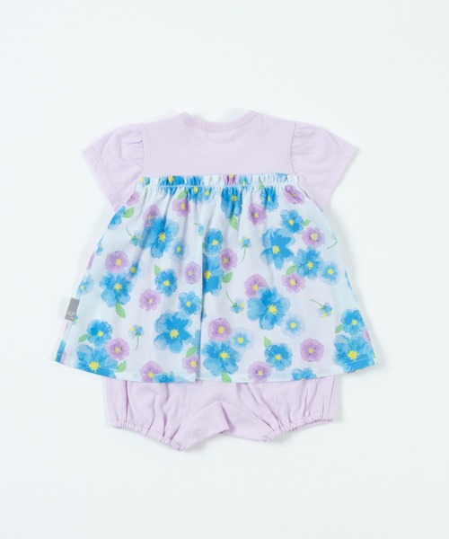 KP（ケーピー）の「水彩花柄シフォン切り替えショートオール(Free 70-80cm)（ロンパース・キッズ・ピンク/ブルー・FREE）」の7枚目の写真